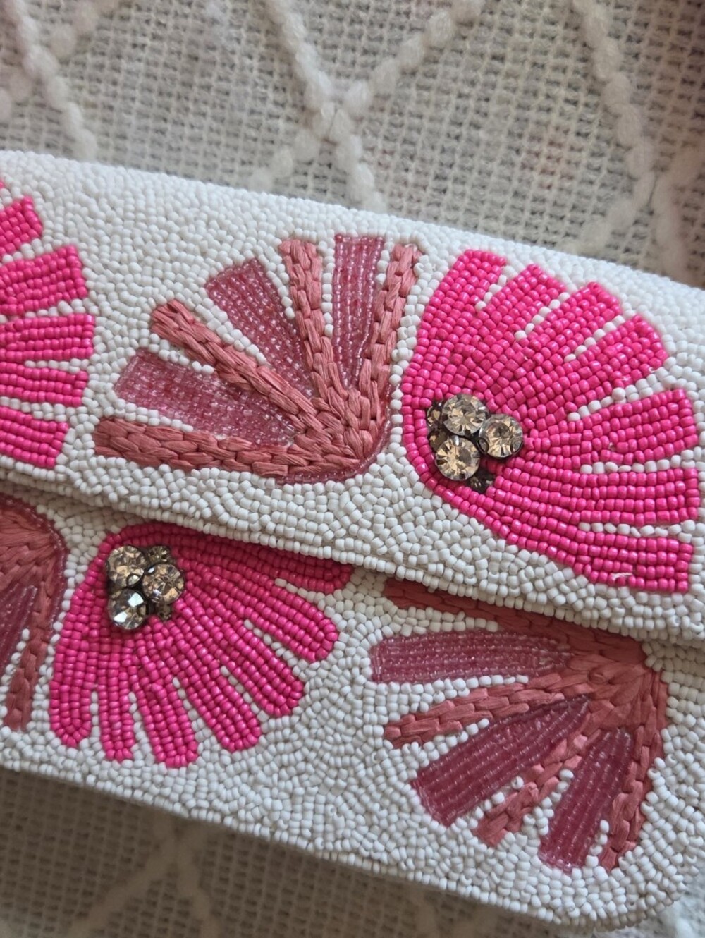 Anthropologie The Fiona Beaded Bag Floral Edition Celandine Pink - Picture 4 of 8